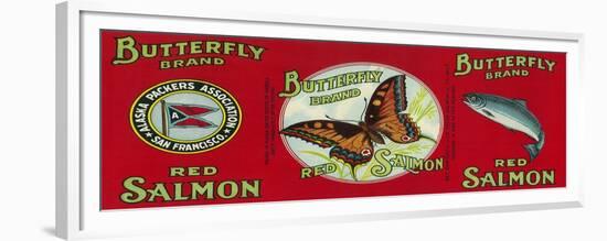 Butterfly Salmon Can Label - San Francisco, CA-Lantern Press-Framed Premium Giclee Print