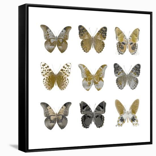 Butterfly Study in Gold I-Julia Bosco-Framed Stretched Canvas