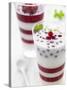 Buttermilk and Redcurrant Layered Dessert with Mint Leaves-null-Stretched Canvas