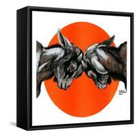 Butting Heads-Charles Bull-Framed Stretched Canvas