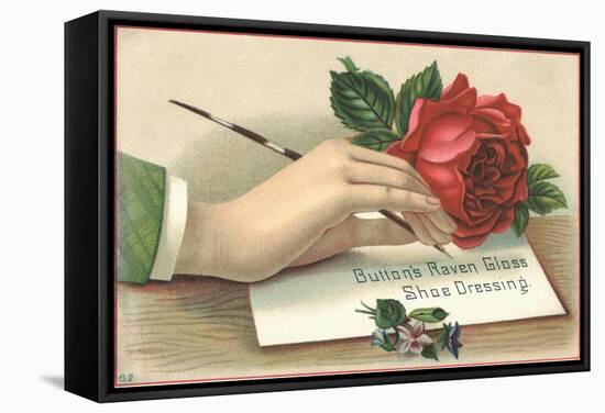 Button's Raven Gloss Shoe Dressing Trade Card-null-Framed Stretched Canvas