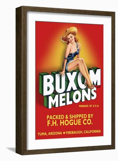 Buxom Melons - Crate Label-Lantern Press-Framed Art Print