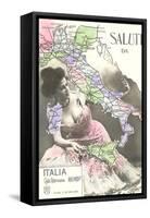 Buxom Peasant with Map of Italy-null-Framed Stretched Canvas