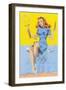 Buxom Redhead with Tennis Racket and Putter-null-Framed Art Print