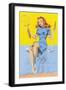 Buxom Redhead with Tennis Racket and Putter-null-Framed Art Print