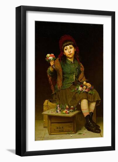 Buy a Posy, C.1881 (Oil on Canvas)-John George Brown-Framed Giclee Print