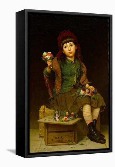 Buy a Posy, C.1881 (Oil on Canvas)-John George Brown-Framed Stretched Canvas