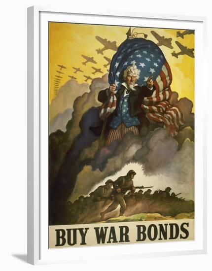 Buy War Bonds, World War 2 Poster of Uncle Sam-null-Framed Art Print