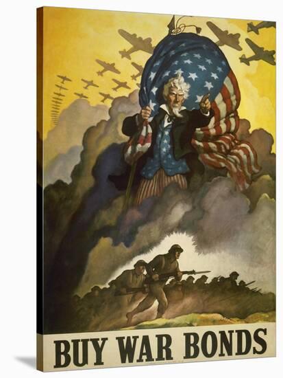 Buy War Bonds, World War 2 Poster of Uncle Sam-null-Stretched Canvas