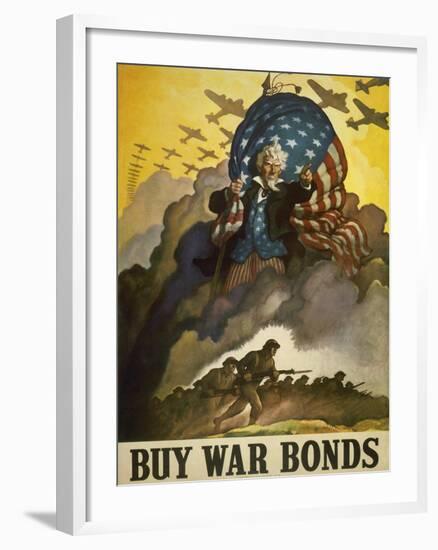 Buy War Bonds, World War 2 Poster of Uncle Sam-null-Framed Art Print