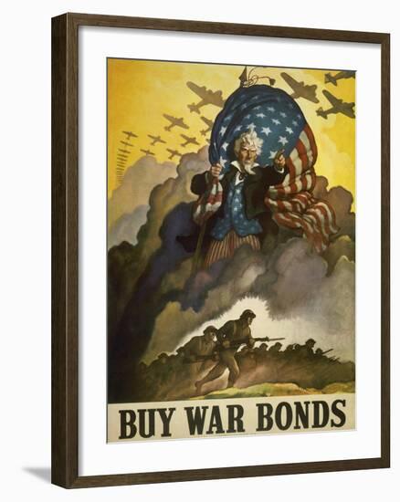 Buy War Bonds, World War 2 Poster of Uncle Sam-null-Framed Art Print