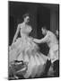 Buyer Sampling an Evening Dress on a Model to Check Its Quality-Nat Farbman-Mounted Photographic Print