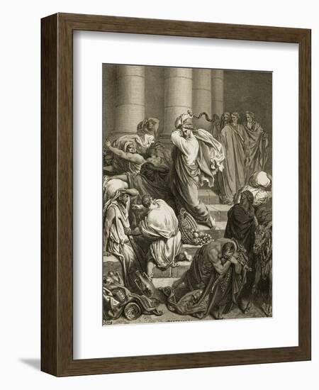 Buyers and Sellers Driven Out of the Temple-Gustave Doré-Framed Giclee Print