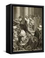 Buyers and Sellers Driven Out of the Temple-Gustave Doré-Framed Stretched Canvas