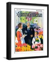 "Buying Flowers for Mother," Country Gentleman Cover, May 1, 1930-Haddon Sundblom-Framed Giclee Print