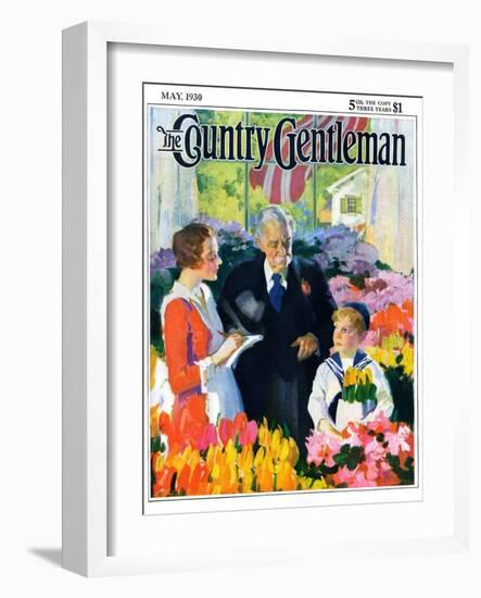 "Buying Flowers for Mother," Country Gentleman Cover, May 1, 1930-Haddon Sundblom-Framed Giclee Print