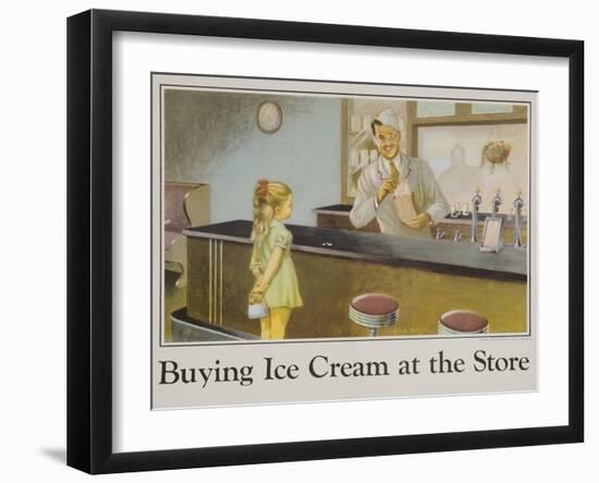 Buying Ice Cream at the Store Poster-null-Framed Giclee Print