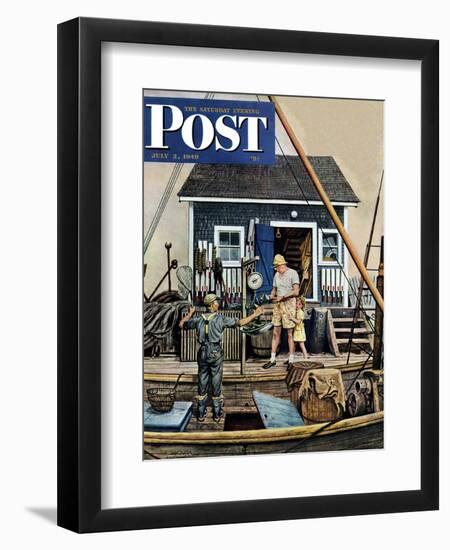 "Buying Lobsters," Saturday Evening Post Cover, July 2, 1949-Stevan Dohanos-Framed Premium Giclee Print