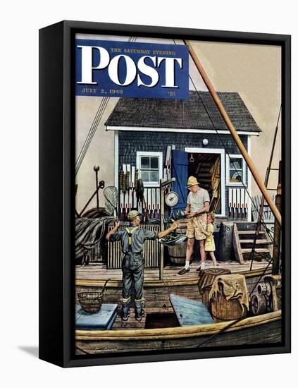 "Buying Lobsters," Saturday Evening Post Cover, July 2, 1949-Stevan Dohanos-Framed Stretched Canvas