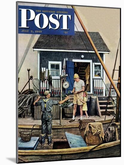"Buying Lobsters," Saturday Evening Post Cover, July 2, 1949-Stevan Dohanos-Mounted Giclee Print