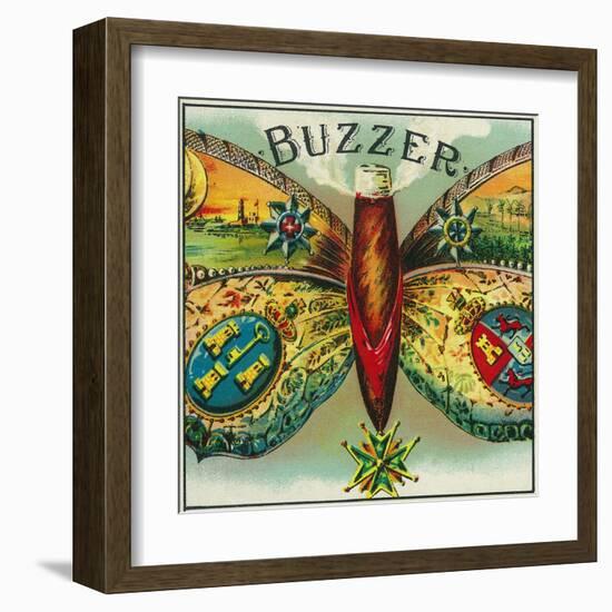 Buzzer Brand Cigar Outer Box Label-Lantern Press-Framed Art Print