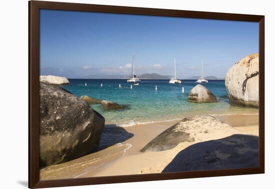 Bvi, Virgin Gorda, the Baths NP, Coastal Beach and Sail Boats-Trish Drury-Framed Photographic Print