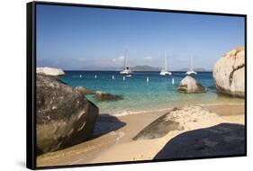 Bvi, Virgin Gorda, the Baths NP, Coastal Beach and Sail Boats-Trish Drury-Framed Stretched Canvas