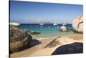 Bvi, Virgin Gorda, the Baths NP, Coastal Beach and Sail Boats-Trish Drury-Stretched Canvas