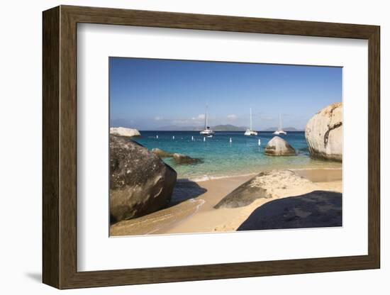 Bvi, Virgin Gorda, the Baths NP, Coastal Beach and Sail Boats-Trish Drury-Framed Photographic Print