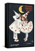 By Moonlight, Boy and Girl in Pierrot Costume Look at Each Other and Like What They See-H.d. Sandford-Framed Stretched Canvas