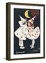 By Moonlight, Boy and Girl in Pierrot Costume Look at Each Other and Like What They See-H.d. Sandford-Framed Art Print