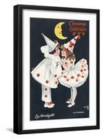 By Moonlight, Boy and Girl in Pierrot Costume Look at Each Other and Like What They See-H.d. Sandford-Framed Art Print