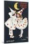 By Moonlight, Boy and Girl in Pierrot Costume Look at Each Other and Like What They See-H.d. Sandford-Mounted Art Print