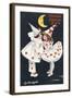 By Moonlight, Boy and Girl in Pierrot Costume Look at Each Other and Like What They See-H.d. Sandford-Framed Art Print