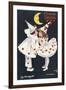 By Moonlight, Boy and Girl in Pierrot Costume Look at Each Other and Like What They See-H.d. Sandford-Framed Art Print