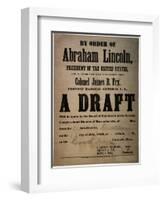 By Order of Abraham Lincoln... a Draft (Draft for 110 Men, Dedham, Mass.), 13th July 1863-null-Framed Giclee Print