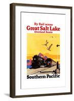 By Rail Across The Greal Salt Lake, Overland Route.-Maurice Logan-Framed Art Print