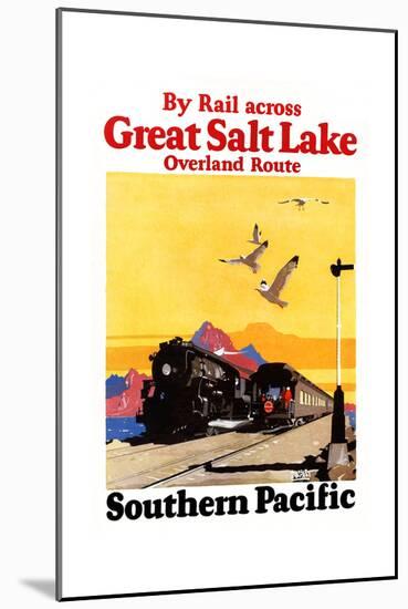 By Rail Across The Greal Salt Lake, Overland Route.-Maurice Logan-Mounted Art Print