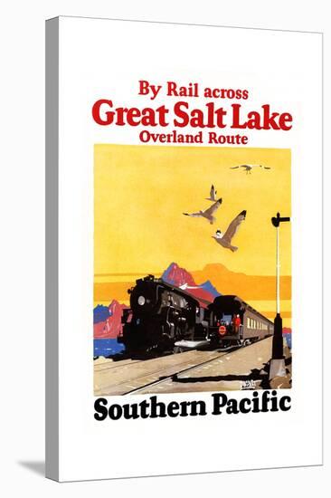 By Rail Across The Greal Salt Lake, Overland Route.-Maurice Logan-Stretched Canvas