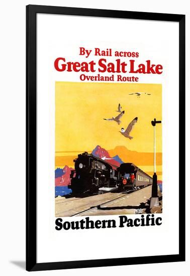 By Rail Across The Greal Salt Lake, Overland Route.-Maurice Logan-Framed Art Print