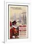 By Rail and Sea from Paris to Brighton or London Featuring a Beefeater and Tower Bridge 1 of 8-René Péan-Framed Art Print