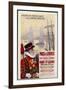 By Rail and Sea from Paris to Brighton or London Featuring a Beefeater and Tower Bridge 1 of 8-René Péan-Framed Art Print