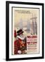 By Rail and Sea from Paris to Brighton or London Featuring a Beefeater and Tower Bridge 1 of 8-René Péan-Framed Art Print