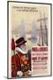 By Rail and Sea from Paris to Brighton or London Featuring a Beefeater and Tower Bridge 1 of 8-René Péan-Mounted Art Print