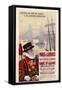 By Rail and Sea from Paris to Brighton or London Featuring a Beefeater and Tower Bridge 1 of 8-René Péan-Framed Stretched Canvas