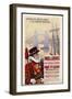 By Rail and Sea from Paris to Brighton or London Featuring a Beefeater and Tower Bridge 1 of 8-René Péan-Framed Art Print