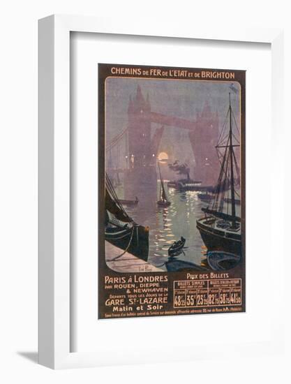 By Rail and Sea from Paris to Brighton or London Featuring the Thames and Tower Bridge-René Péan-Framed Photographic Print