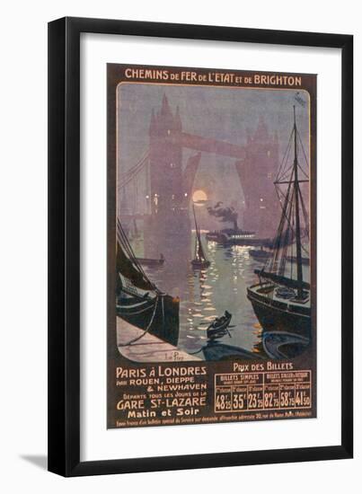 By Rail and Sea from Paris to Brighton or London Featuring the Thames and Tower Bridge-René Péan-Framed Photographic Print