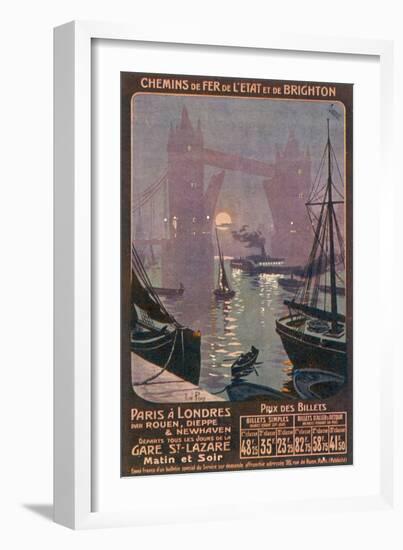 By Rail and Sea from Paris to Brighton or London Featuring the Thames and Tower Bridge-René Péan-Framed Photographic Print