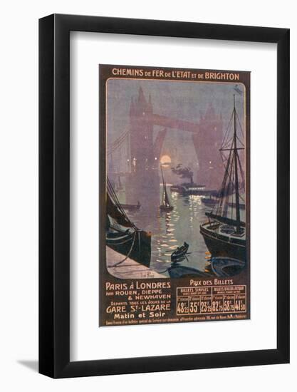 By Rail and Sea from Paris to Brighton or London Featuring the Thames and Tower Bridge-René Péan-Framed Premium Photographic Print